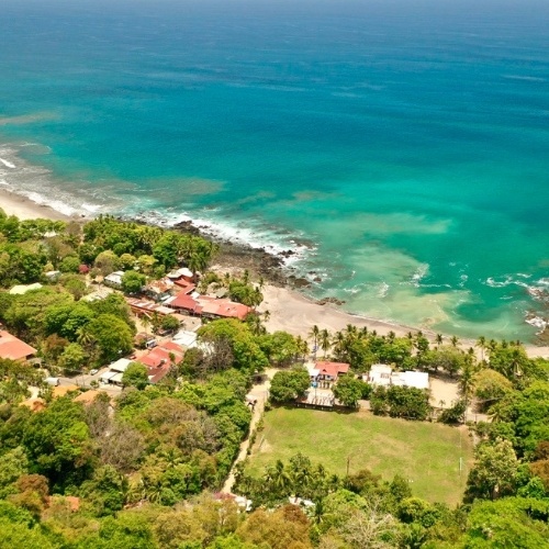 aerial view of montezuma with soccer field