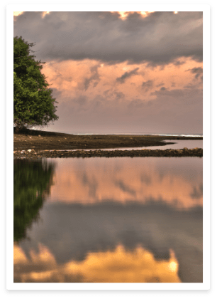 sunset over calm river